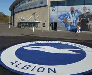 Resin bound Seagull logo at the Amex for B&H Albion football club