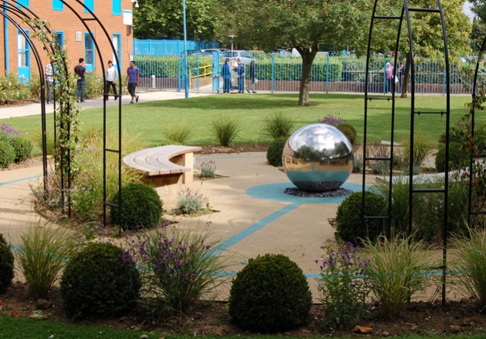 Circle-of-Life Memorial-Garden-for-Cranford-Community-College-side-view