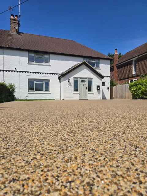 resin driveway in mid-century home , kent