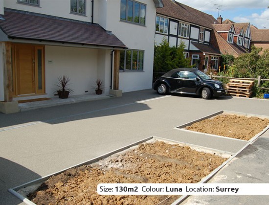 Resin Bound Driveway in Luna colour, Oxshott, Surrey by Clearstone