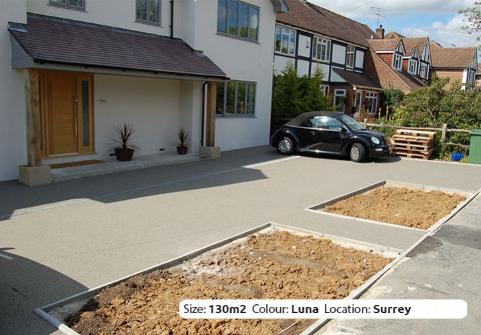 Resin Bound Driveway in Luna colour, Oxshott, Surrey by Clearstone