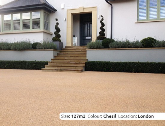 Resin Bound Driveway in Chesil colour, Wimbledon, London by Clearstone