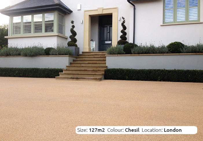 Resin Bound Driveway in Chesil colour, Wimbledon, London by Clearstone