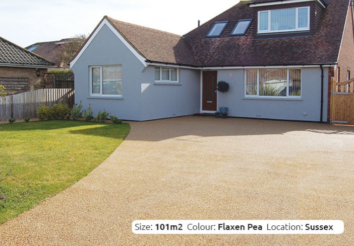 Resin Bound Driveway in Flaxen Pea colour, Shoreham, Sussex by Clearstone
