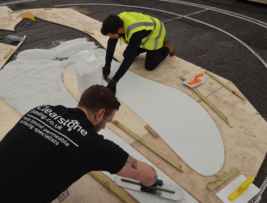Clearstone installing Albion Seagull logo - Amex Community Stadium Brighton