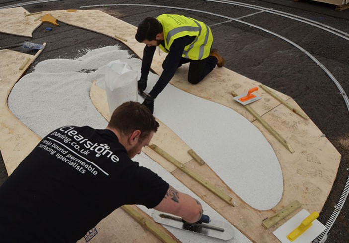 Clearstone installing Albion Seagull logo - Amex Community Stadium Brighton