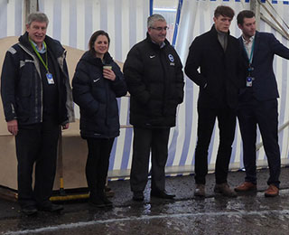 Martin Perry checking Clearstone’s resin bound Albion Seagull logo - Amex Community Stadium Brighton