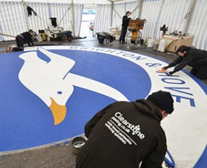 Resin bound logo at the Amex for B&H Albion football club