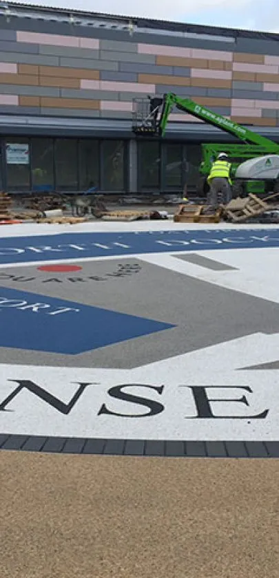 Resin bound colour way-finding graphic, Parc Tawe retail park Swansea