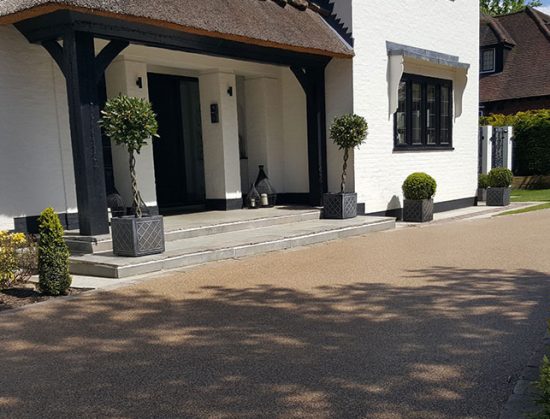 Resin bound drive for thatched cottage in Farnborough Park