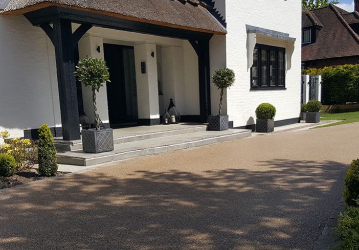 Resin bound drive for thatched cottage in Farnborough Park