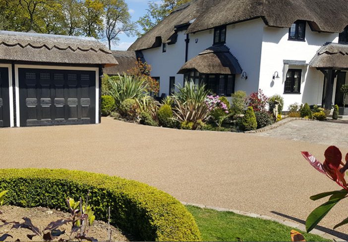 Resin bound drive for thatched cottage in Farnborough Park