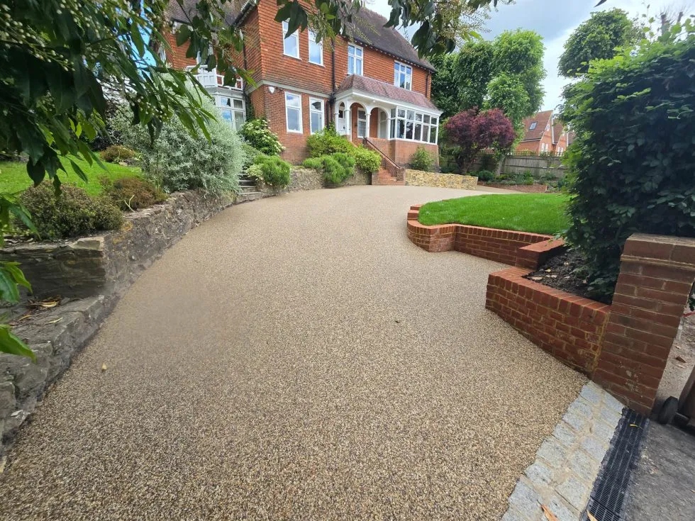 Close-up of resin bound driveway surface texture