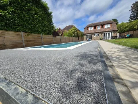 Close-up of resin bound driveway surface texture