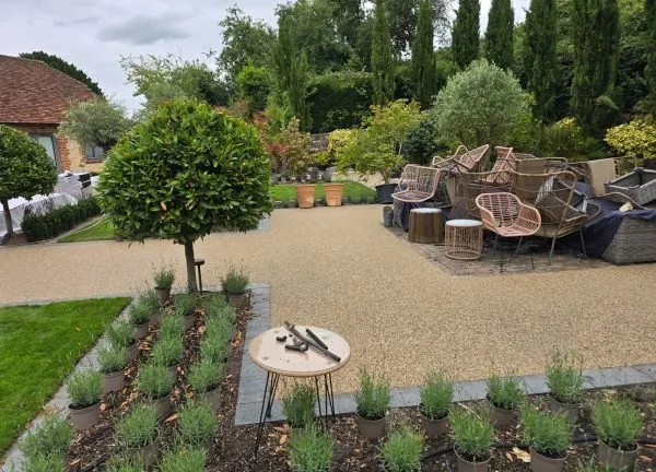 Resin bound garden path with planting