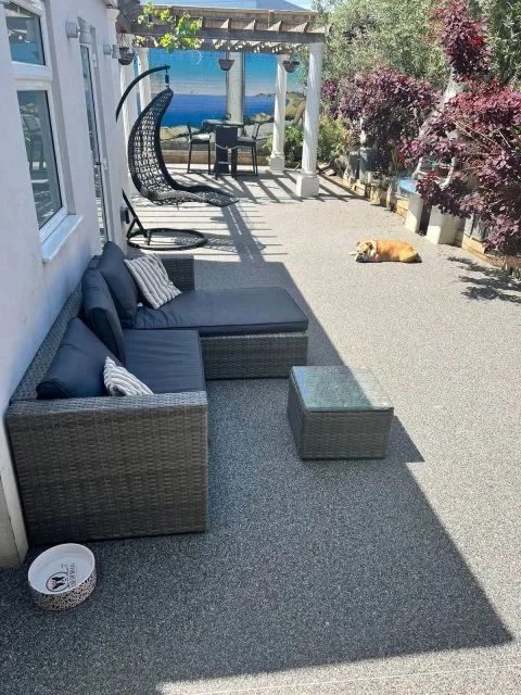 Resin bound patio with outdoor furniture